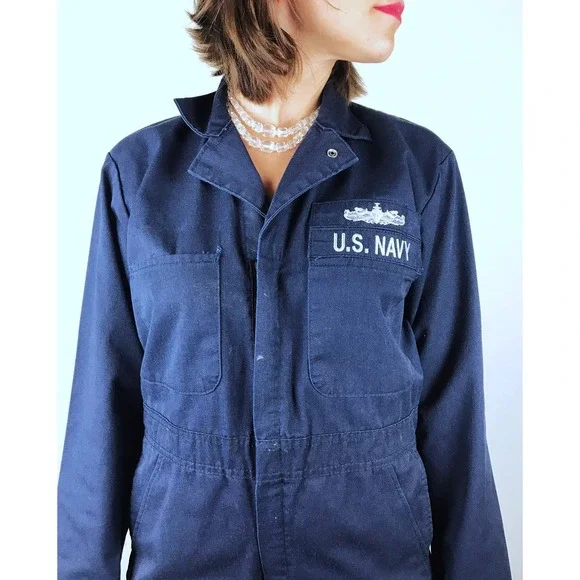 vintage US NAVY COVERALLS womens Md/L/36R military boiler suit sailor utility